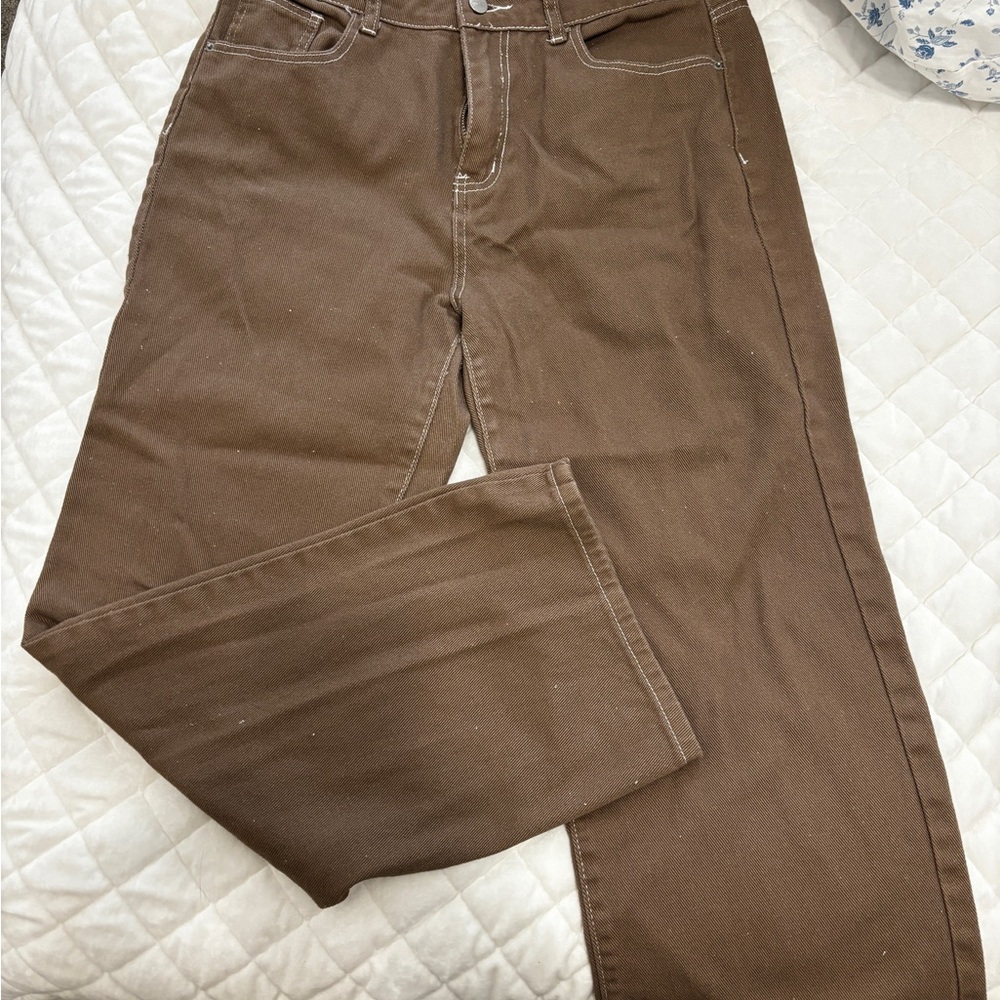Brown Straight-Leg Pants